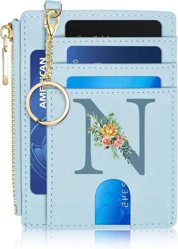 Vista 29 de Tarjetero para mujer minimalista y delgado con bolsillo frontal, bloqueo RFID, cartera compacta con ventana para identificación y bolsillo