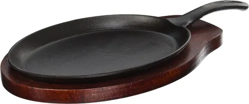 Vista 5 de Winco FS-2 - Juego de servidor Fajita de hierro fundido de 2 piezas, negro, marrón, mediano