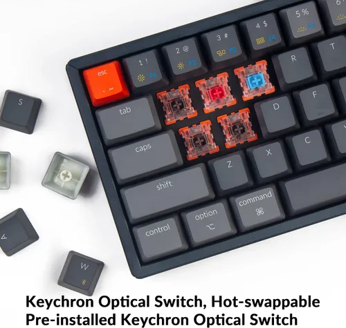 Vista 5 de Keychron K12 - Teclado mecánico con 60 de diseño Bluetooth inalámbricocon cable intercambiable en caliente con interruptor óptico marrón teclado