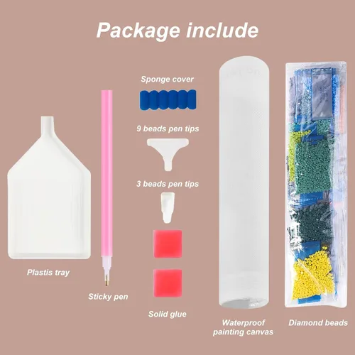 Vista 5 de Stalente Kits de pintura de diamantes para adultos, kits de arte de diamantes 5D para principiantes, pintura de diamante redonda para decoración