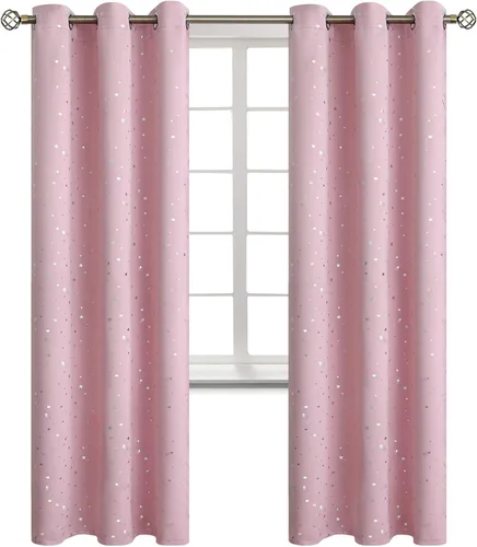 Vista 115 de BGment Cortinas opacas para dormitorio infantil, con aislamiento térmico, con ojales, estampado de estrellas plateadas, cortinas para oscurecer