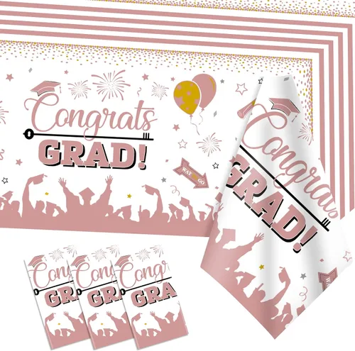 Vista 10 de DUAIAI Decoraciones para fiestas de graduación 2024, paquete de 3 manteles de graduación de tamaño grande, 54 x 108 pulgadas, decoración de plástico
