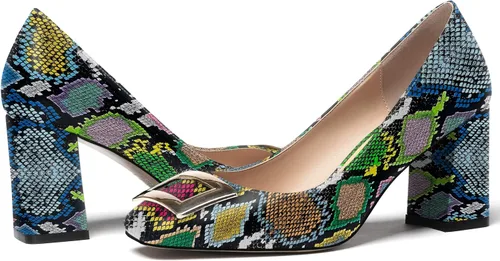 Vista 6 de WAYDERNS Zapatos de tacón alto con puntera cuadrada para mujer, de 3 pulgadas