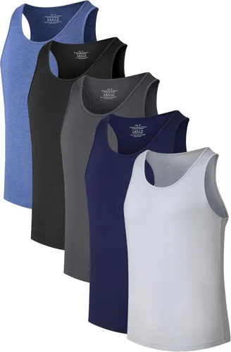 Vista 22 de COLORFULLEAF Camisetas sin mangas de rayón de bambú para hombre, camisetas sin mangas elásticas con cuello redondo (1 o 3)