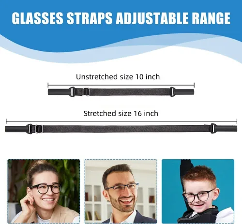 Vista 2 de Enenfly Adjustable Glasses Straps - 3 Pack No Tail Eyewear Retainer for Men, Women, Kids – Fits Eyeglasses & Sunglasses
