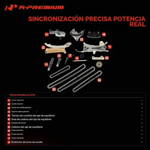 Vista 3 de A-Premium - Kit de cadena de distribución del motor con tensor [se ajusta a SOHC, 6 cilindros 4.0L] Compatible con Ford Explorer 97-10, Explorer
