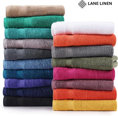 Vista 8 de Lane Linen Juego de toallas de baño de 100% algodón - Producido de manera sostenible, 18 piezas para el baño - 6 toallas de mano, 8 toallitas, 4