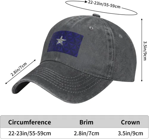 Vista 6 de Bonnie Blue Flag with Polygon Effect Baseball Cap for Men Women Hats Adjustable Vintage Cowboy Hat Dad Caps