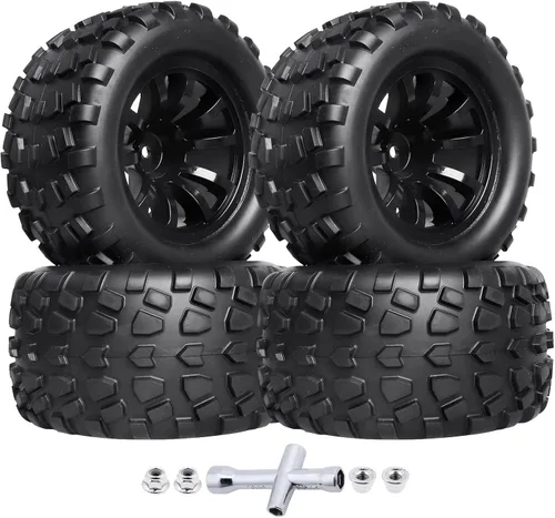 Vista 8 de HobbyPark - Neumáticos y ruedas hexagonales prepegados de 0.472 pulgadas (0.472 in), neumáticos y ruedas de 2.8 pulgadas con insertos de espuma