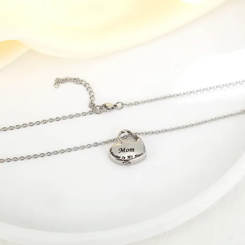 Vista 3 de VIUJUH Collar de urna de cremación para cenizas urna de joyería medallón tallado Forever in My Heart recuerdo de cenizas colgante conmemorativo