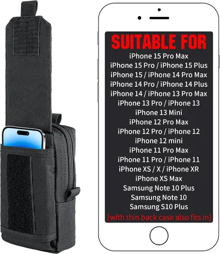 Vista 2 de Funda táctica multiusos Molle para cinturón de teléfono celular, funda para iPhone 14 Plus, iPhone 14 Pro Max, iPhone 13 Pro Max, iPhone 12 y iPhone