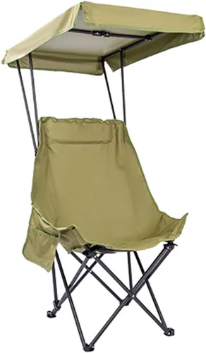Vista 11 de Taburete de pesca, silla de camping con toldo de sombrilla, estructura estable, carga de 220.5 lbs (220 libras), adecuado para camping, playa