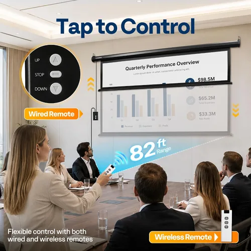 Vista 3 de VIVOHOME Pantalla de proyector motorizada 16:9 de 72 pulgadas con control remoto, pantalla de proyección eléctrica automática, pantalla de cine HD