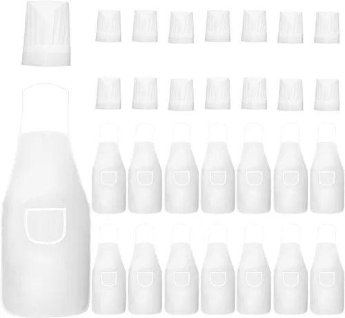 Vista 8 de 30 piezas de sombrero y delantal de chef para niños de 5 a 12 años, delantal para niños y niñas, cocina, hornear, pintura