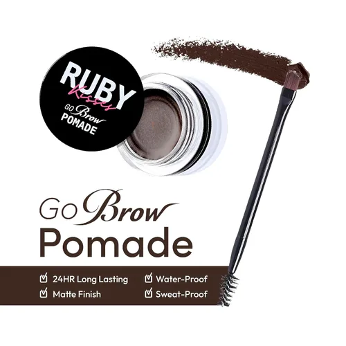 Vista 3 de Ruby Kisses Go Brow Pomada para cejas resistentes al agua de larga duración a prueba de manchas (marrón oscuro)