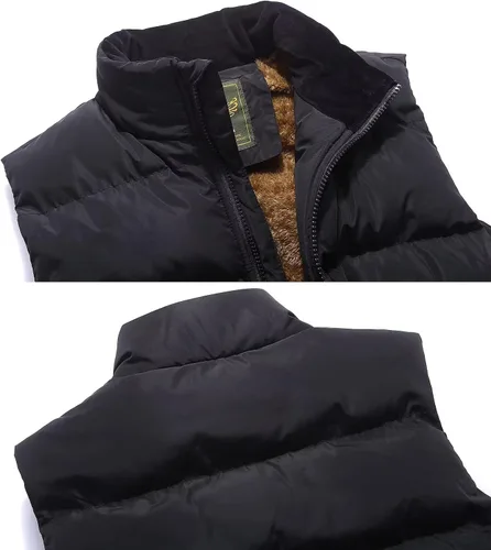 Vista 4 de Msmsse Chalecos de invierno para hombre, con forro polar, acolchado, casual, sin mangas