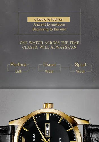 Vista 6 de BRIGADA Relojes para hombre de la marca suiza clásico reloj de vestir dorado para hombre con calendario de fecha, cuarzo casual de negocios