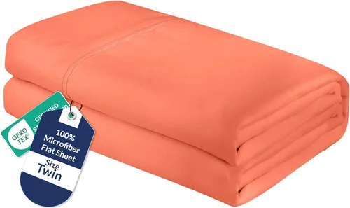 Vista 27 de Royale Linens Sábana Plana Individual – Sábanas Planas de Microfibra Cepillada Ultra Suave 1800 Solamente – Sin Arrugas y Resistentes a las Manchas