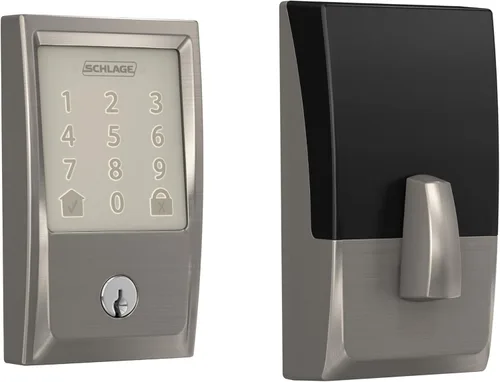 Vista 21 de Schlage - Cerradura inteligente Wi-Fi de codificación con borde Camelot en bronce envejecido