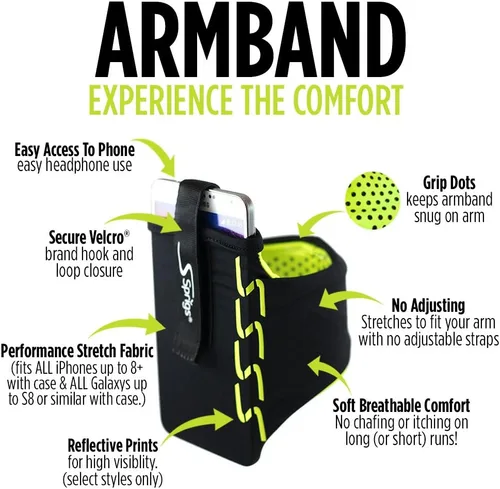 Vista 3 de Sprigs Funda de brazalete para teléfono para iPhone 14, 13, 12, 11, X Galaxy Z, S22, S21, S20 Google Pixel 7, 6, 5. El brazalete para correr más