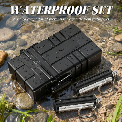 Vista 7 de X-LIGHTER Estuche impermeable para cigarrillos tamaño King de los años 100, con 2 piezas de encendedor permanente, fundas multifunción
