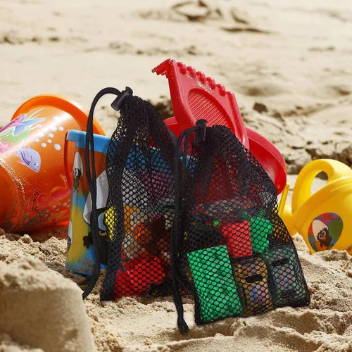 Vista 12 de 8 bolsas de malla negra con cordón y clips, pequeñas bolsas de malla de almacenamiento de nailon, bolsa para lavavajillas, bolsa de red para joyas