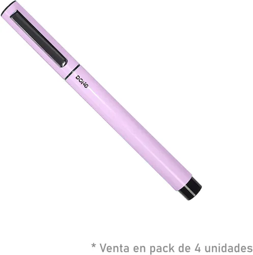 Vista 2 de DOHE - Pack de 4 bolígrafos ELIPSE - Tinta gel azul - Punta fina 0.020 in - Capucha y clip de fijación - Fabricado en aluminio duradero - Morado