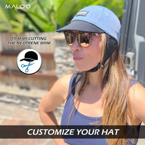 Vista 8 de Malo'o Sombrero para deportes acuáticos el primer sombrero totalmente personalizable para todos los días diseñado para sombra, buceo de pato