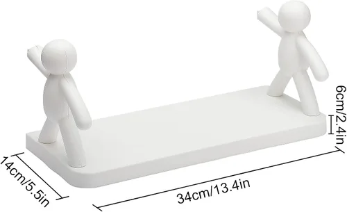 Vista 3 de TITA-DONG Paquete de 2 estantes flotantes de pared de baño con bonita muñeca, estante colgante de pared de villano, estante de almacenamiento