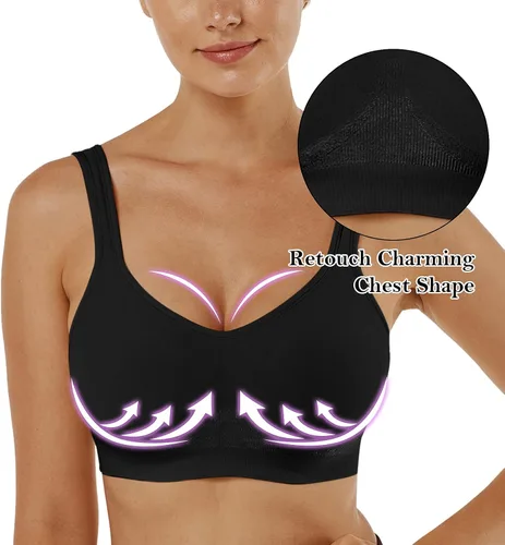 Vista 4 de Vertvie Bralette deportivo sin varillas para mujer, sin costuras, cobertura completa, talla grande, para dormir, yoga, entrenamiento, uso diario