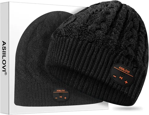 Vista 13 de gorro con Bluetooth 5.0, inalámbrico, de punto, gorro de invierno con micrófono incorporado desmontable, con altavoces estéreo HD, para exteriores