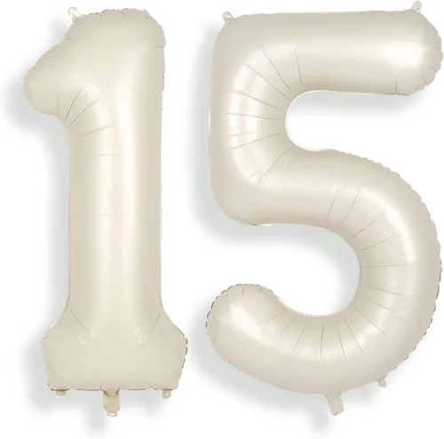 Vista 10 de SUWEN Globos de helio grandes de 102 cm (40 pulgadas) con letra S en color crema. Globos grandes de papel de aluminio con letra en helio, de A a Z.