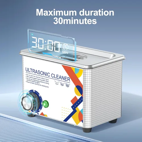 Vista 4 de Granbo Limpiador ultrasónico 800ML Limpiador ultrasónico de joyería 40 kHz con temporizador de perilla, limpiador sónico de acero inoxidable 304
