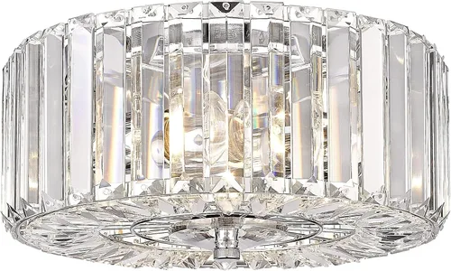 Vista 15 de Large Crystal Ceiling Light, 17.5" Black K9 Crystal Flush Mount Ceiling Light, 4-Light Round Luxury Light Fixture for Dining Room, Bedroom, Hotel