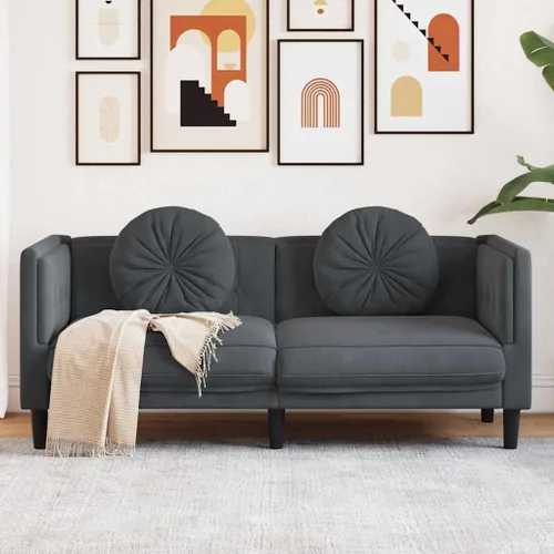 Vista 2 de vidaXL Sofá con cojines de 2 plazas, sofá tapizado, sofá biplaza para sala de estar en casa, sofá de dos plazas, estilo moderno, terciopelo gris
