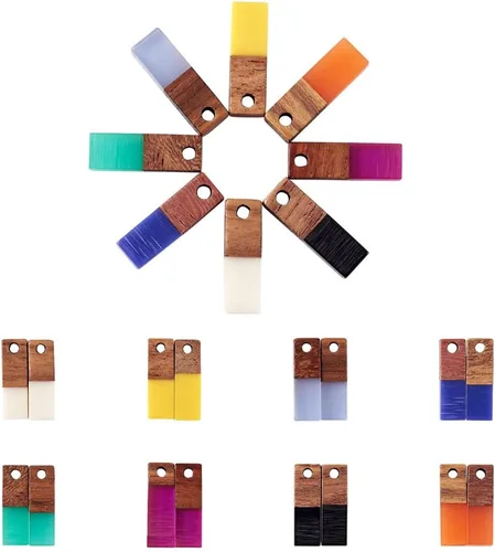 Vista 39 de Mega Pet Colgante de resina y madera de nogal para hacer joyas de bricolaje