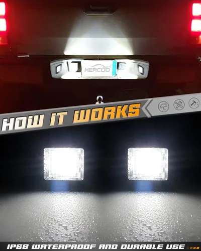 Vista 4 de Conjunto de enchufe de luces LED para placa de matrícula, compatible con Ford F150 2015-2020, Raptor 2017-2020, lente transparente de 6000 K, blanco
