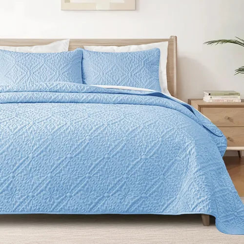 Vista 19 de Exclusivo Mezcla Juego de Edredón Individual, Cubrecamas Ligeras y Suaves con 1 Funda de Almohada, Edredones Modernos de Color Azul Aguamarina
