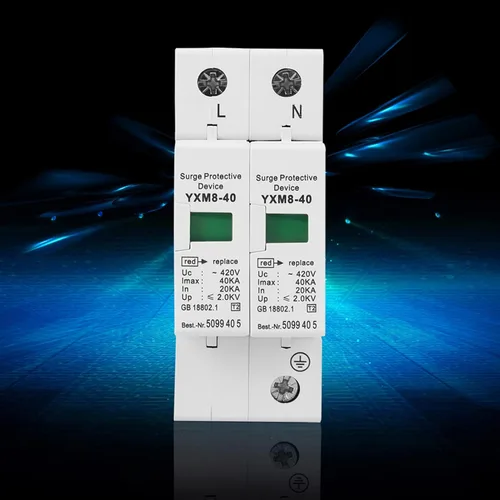 Vista 3 de Maxmartt Pararrayos de sobretensión de voltaje de 2 polos Protector de sobretensiones de bajo voltaje Pararrayos 420V 42KA Casa Dispositivo