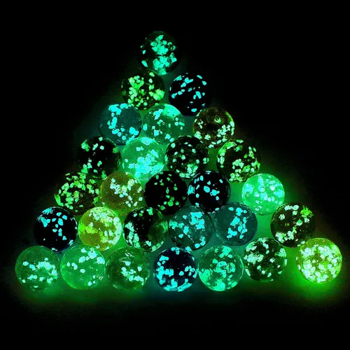 Vista 8 de Skylety 20 piezas de canicas grandes que brillan en la oscuridad, canicas a granel luminosas coloridas hechas a mano para niños, juguetes