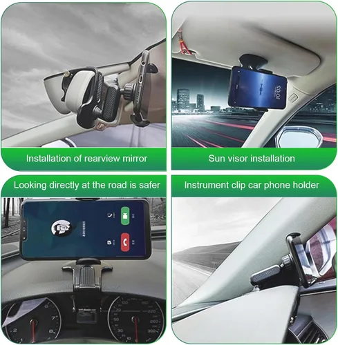 Vista 5 de 1 clip de soporte de teléfono para salpicadero, soporte de teléfono ABS de 360 grados, clip multifuncional para teléfono celular, universal