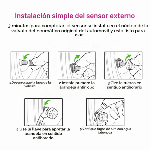 Vista 6 de Sistema de monitoreo de presión de neumáticos TPMS para motocicleta con pantalla LCD y 2 sensores externos, alarma de temperatura de neumáticos