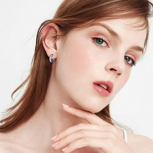 Vista 121 de CiNily Aretes Huggie de ópalo con bisagras, chapados en oro, hipoalergénicos, pequeños aretes de aro para mujeres, adolescentes, niñas, hombres