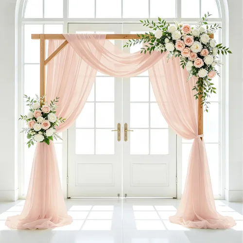 Vista 19 de FUHSY Tela de Drapeado Dorada para Arco de Boda 20 PIES 1 Panel Tela de Gasa Cortinas de Tela para Telón de Fondo de Arco de Boda Cortinas de Techo