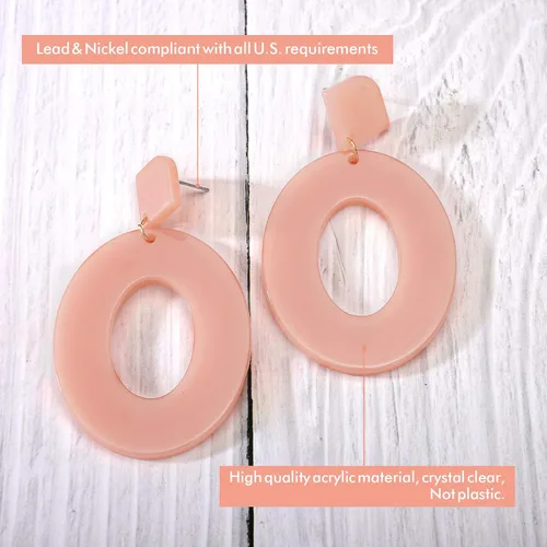 Vista 3 de FIFATA Juego de 25 pares de aretes de resina acrílica para mujeres y niñas, aro moteado, joyería colgante de gota hipoalergénica para orejas