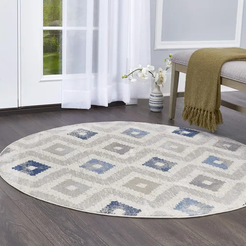 Vista 9 de Home Dynamix Melrose Maritza - Alfombra de pasillo, 2 x 7 pies, azul/marfil