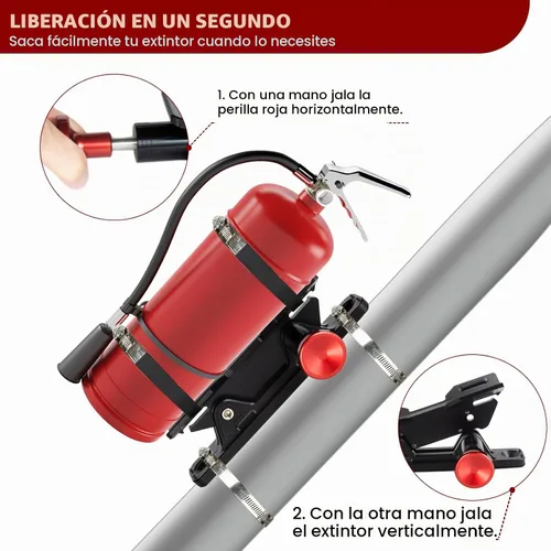 Vista 2 de Soporte para extintor de incendios de liberación rápida, soporte de montaje para extintor de incendios de automóvil de aluminio para vehículo UTV