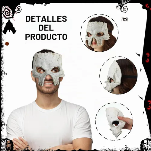 Vista 3 de Arrowbash 2 máscaras de media cara de calavera agrietada de espuma