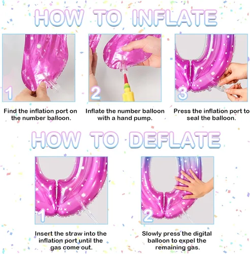 Vista 5 de Globos de números grandes de 40 pulgadas, globos del número 0 para decoraciones de fiesta de cumpleaños Número 0-espacio de color degradado