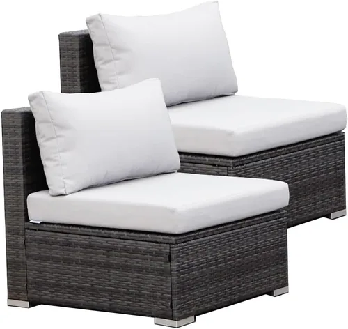 Vista 7 de RADIATA Juegos de conversación al aire libre muebles de patio sofá conjunto 2 unids gris PE Rattan mimbre conversación conjuntos de conversación